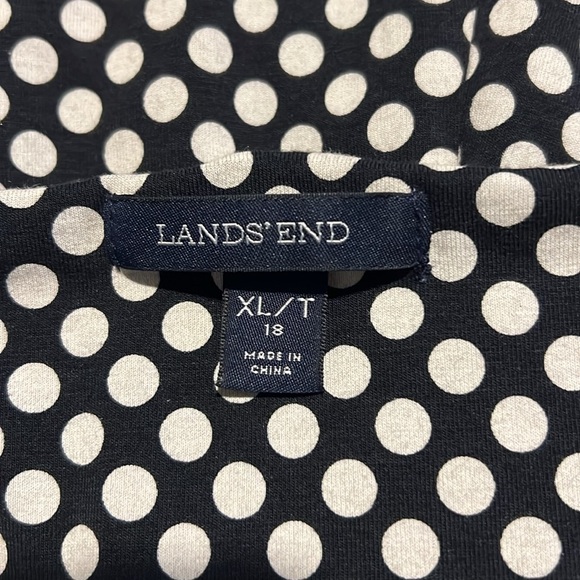 Lands End Midi Sleeveless V-neck Polka Dot Fit & Flare Pullover Dress T4* - Picture 3 of 4